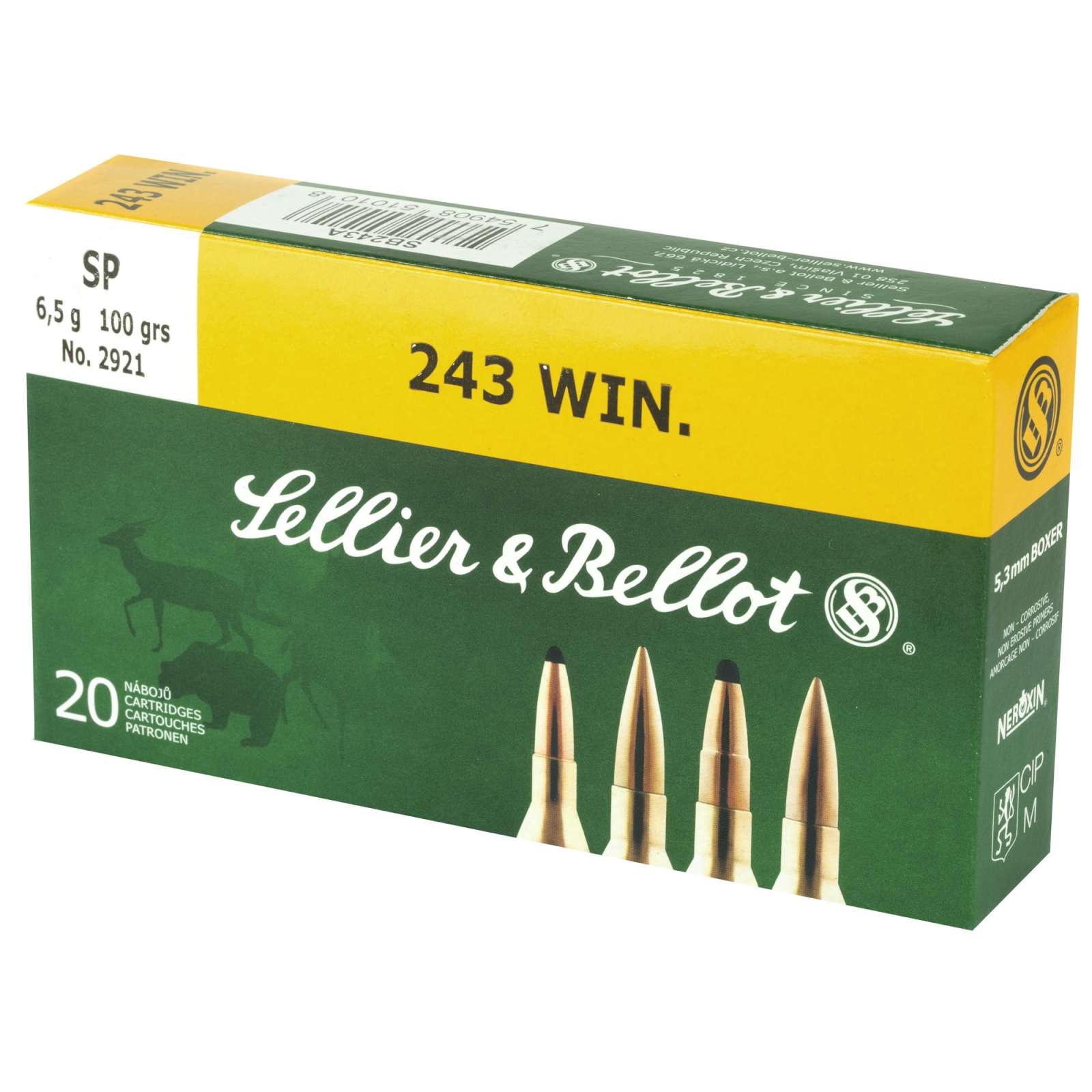 SELLIER & BELLOT 243WIN 100GR SP 20RD BOX 25 BOXES PER CASE - Image 2
