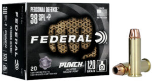 FEDERAL 38 SPECIAL+P 120GR PUNCH JHP 20 RD/BX 10 BX/CS