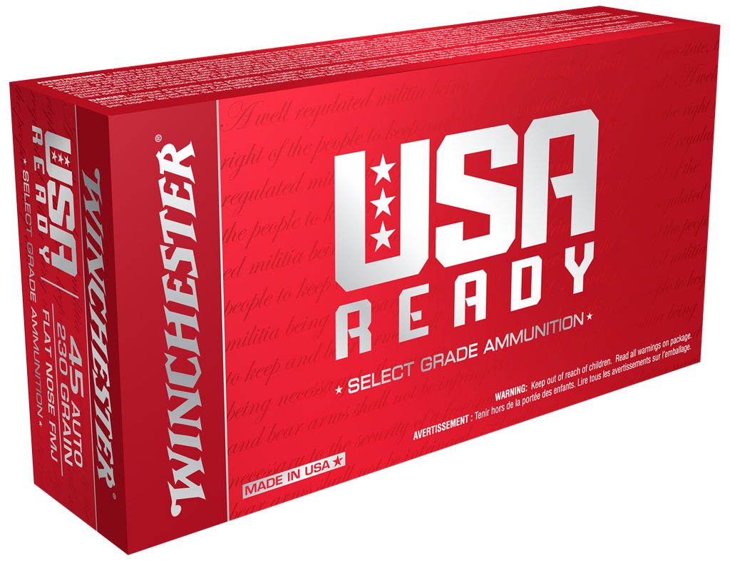WINCHESTER USA READY 45ACP 230GR FMJ FLAT NOSE BRASS