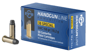 PPU .38 SPECIAL SW 158GR 50RD BOX 10 BOXES PER CASE