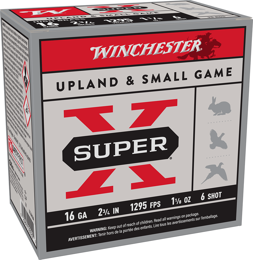 WINCHESTER 16 GA 2-3/4" #6 SUPER-X UPLAND HB 1-1/8 OZ 25 RD/BX 10 BX/CS