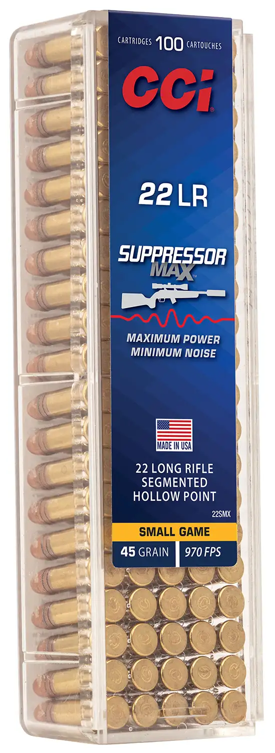 CCI 22LR 45 GR SUPPRESSOR MAX SEG HP 100RD/BX 500RD/BRICK 50BX/CS