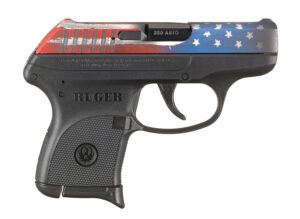 Ruger 13710 LCP  Compact Frame 380 ACP 6+1, 2.75" Black Steel Barrel, American Flag Cerakote Serrated Steel Slide, Black Polymer Frame, Black Polymer Grip, Right Hand