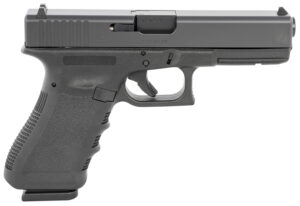 Glock PI1750203 G17 Gen3 Full Size Frame 9mm Luger 17+1 4.49" Black Steel Barrel, Matte Black Serrated Steel Slide, Black Polymer Frame w/Picatinny Rail, Black Texture Finger Groove Grip