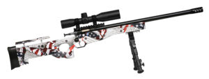 Crickett KSA2153 Precision Complete Package 22 LR 1rd 16.12" Blued American Flag & Amendment Fixed Thumbhole Stock Right Hand (Youth)
