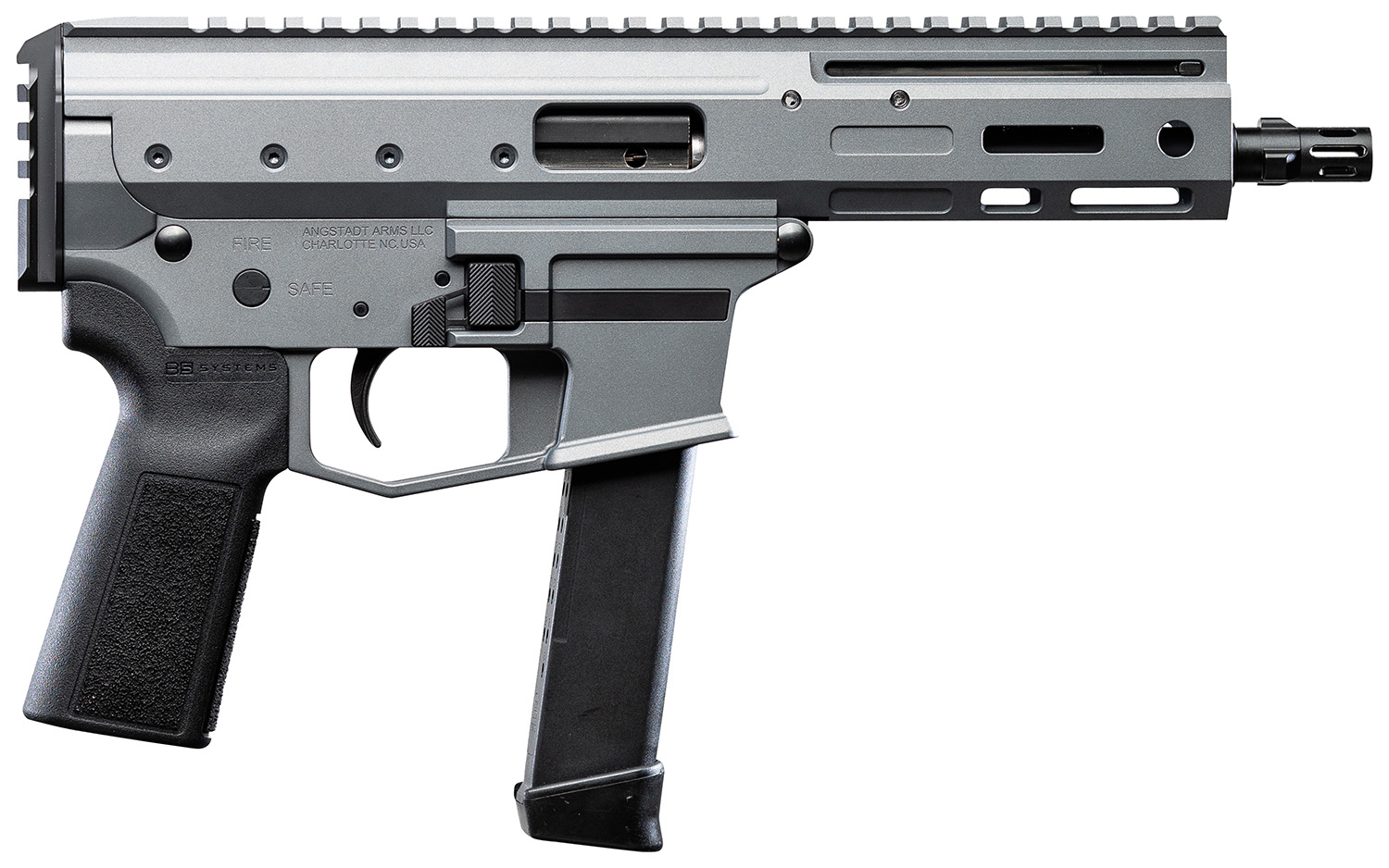 Angstadt Arms AAMDP09PG6 MDP-9 9mm Luger 27+1 5.85" Black Melonite Threaded Barrel, M-LOK Free-Float Handguards, Tactical Gray Cerakote Aluminum Picatinny Rail Receiver, Black Polymer Grips