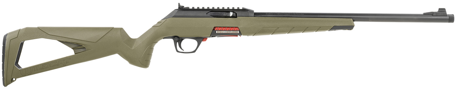 Winchester Repeating Arms 521140102 Wildcat 22 LR 10+1 18", Matte Black Barrel/Rec, Skeletonized OD Green Stock, Ghost Ring Sight, Suppressor Ready