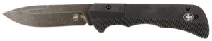 Templar Knife AAABK321 Auto Assist 3.50" Folding Drop Point Plain Black Oxide Stonewashed D2 Steel Blade, 4.25" Aluminum Handle