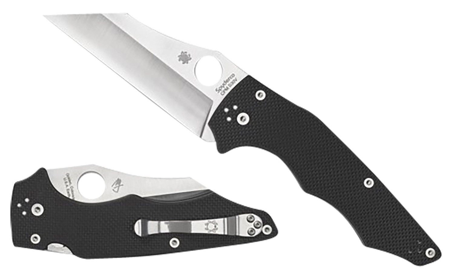Spyderco C253GP YoJumbo 3.98" Folding Wharncliffe Plain Stonewashed CPM S30V SS Blade/ Black Textured G10 Handle Includes Pocket Clip