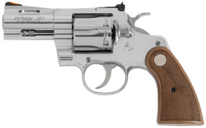 Colt Mfg PYTHONSP2WCTS Python  357 Mag/38 Special 6 Shot 2.50" Stainless Recessed Target/Vent Rib Barrel, Stainless Cylinder & Frame, Walnut w/Colt Medallion Grip