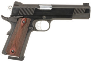 Tyler Gun Works TGWGVBL45 Custom 1911 Government Full Size Frame 45 ACP 7+1 5" Stainless Match Grade Barrel, Blued Serrated Steel Slide & Steel Frame w/Beavertail, Walnut Grip