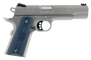 Colt Mfg O1070CCS Competition Government 45 ACP 8+1 5" Stainless National Match Barrel, Serrated Slide & Frame w/Beavertail, Checkered Blue G10 Grip, Ambidextrous