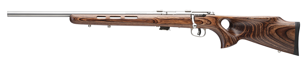 Savage Arms 25795 Mark II BTV Full Size 22 LR 5+1 21" Satin Heavy Button Rifled Barrel, Satin Drilled & Tapped Stainless Steel Receiver, Satin Brown Thumbhole Laminate Stock, Left Hand
