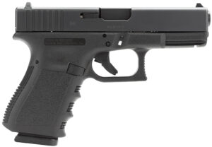 Glock PI1950201 G19 Gen3  *CA Compliant Compact 9mm Luger 10+1 4.02" Black Steel Barrel, Matte Black Serrated Slide, Black Polymer Frame w/Accessory Rail, Black Finger Grooved Polymer Grip