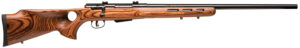 Savage Arms 19739 25 Lightweight Varminter-T 17 Hornet Caliber with 4+1 Capacity, 24" Barrel, Matte Black Metal Finish & Natural Brown Fixed Thumbhole Stock Right Hand (Full Size)