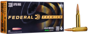 Federal GM338LM2 Premium Gold Medal 338LapuaMag 300gr Sierra MatchKing BTHP 20 Per Box/10 Case
