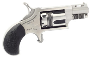 North American Arms 22LRTW Wasp  22 LR 5rd rd 1.13" Stainless Vent Rib Steel Barrel, Matte Stainless Steel Frame, Stainless Cylinder, Exclusive Black Pebbled Rubber Grips