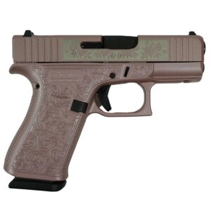 Glock 43X "Glock & Roses" Pink Handgun 9mm Luger 10rd Magazines(2) 3.4" Barrel Accessory Rail USA Made