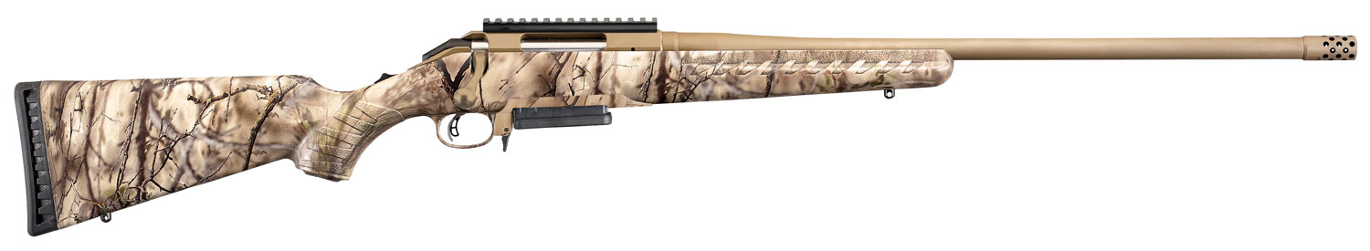 Ruger 26923 American Full Size 7mm-08 Rem 3+1 22" Burnt Bronze Cerakote Threaded Barrel, Picatinny Rail Steel Receiver, GoWild Camo I-M Brush Fixed Synthetic Stock, Right Hand