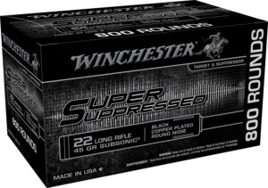 Winchester Ammo SUP22LRB Super Suppressed  22LR 45gr Black Copper Plated Round Nose 800 Per Bx/2 Case *Bulk