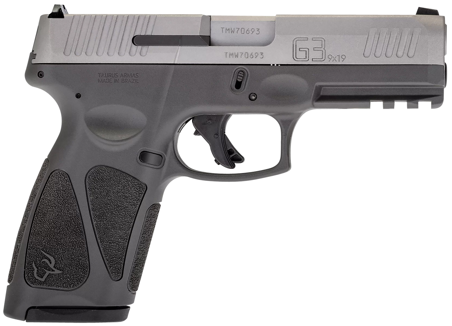 Taurus 1G3B949G15 G3 Full Size Frame 9mm Luger 15+1 4" Matte Stainless Steel Barrel, Matte Serrated Stainless Steel Slide, Gray Polymer Frame w/Picatinny Rail, Gray Polymer Grip, Right Hand