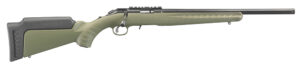 Ruger 8336 American Rimfire  Sports South Exclusive Full Size 17 HMR 9+1 18" Satin Blued Threaded Barrel, Blued Scope Rail Steel Receiver, OD Green Synthetic Adjustable Stock, Right Hand