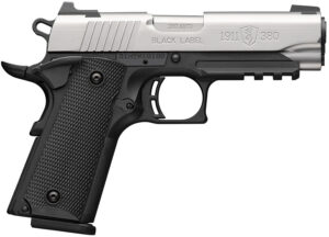 Browning 051121492 1911-380 Compact 380 ACP 8+1 3.63" Stainless Steel Barrel, Satin Stainless Steel Serrated Slide, Matte Black Aluminum Frame w/Picatinny Rail, Black Polymer Grip