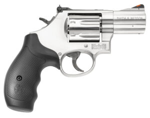Smith & Wesson 164192 Model 686 Plus 357 Mag or 38 S&W Spl +P  Stainless Steel 2.50" Barrel, 7 Shot, Satin Stainless Steel L-Frame, Red Ramp Front/Adjustable White Outline Rear Sights, Internal Lock