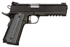 Rock Island 51485 Tac Ultra FS 45 ACP Caliber with 5" Barrel, 8+1 Capacity, Overall Black Parkerized Finish Steel, Picatinny Rail/Beavertail Frame, Serrated Slide & Black & Gray G10 Grip