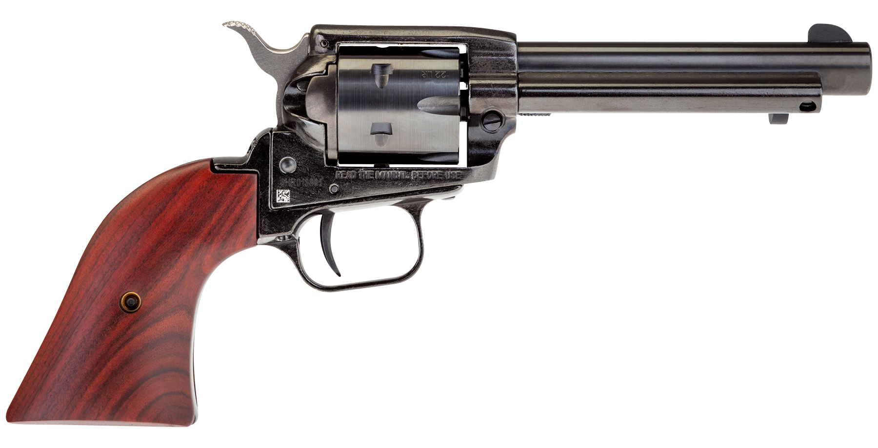 Heritage Mfg RR22999MB4 Rough Rider 22 LR 22 WMR 9 Shot, 4.75" Black Steel Barrel, Black Zinc Alloy Frame, Black Cylinder, Cocobolo Grip, Hammer/Thumb Safety, Exposed Hammer