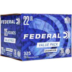 Federal Champion Rimfire Value Pack Ammunition .22LR 36gr CPHP 1260 fps 325/ct