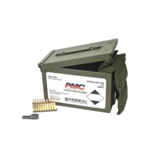 PMC Rifle Ammunition 5.56mm 55 gr FMJ 3120 fps 840/ct W/Bandoleer 840 Metal Box (2-Metal Boxes 1680/ct Total)