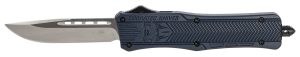 CobraTec Knives MNYCTK1MDNS CTK-1  Medium 3" OTF Drop Point Plain D2 Steel Blade/NYPD Blue Aluminum Handle Features Glass Breaker Includes Pocket Clip