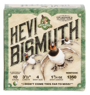 HEVI-Shot HS15504 HEVI-Bismuth  10Gauge 3.50" 1 3/4oz Bismuth 4Shot 25 Per Box/10 Case