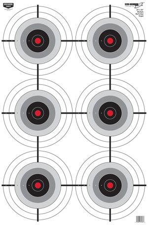 Birchwood Casey 37038 EZE-Scorer 6-Bullseye Paper Target 23" x 35" 100 Per Pack