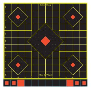Birchwood Casey 34211 Shoot-N-C Sight-In Self-Adhesive Paper Black/Yellow/Red 12" 5-Diamond 100 Pack