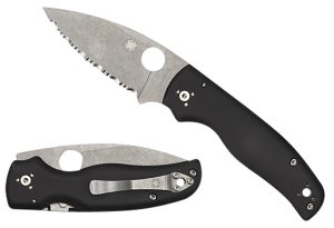 Spyderco C229GP Shaman  3.58" Folding Plain Stonewashed CPM S30V SS Blade/Black Textured G10 Handle Includes Pocket Clip