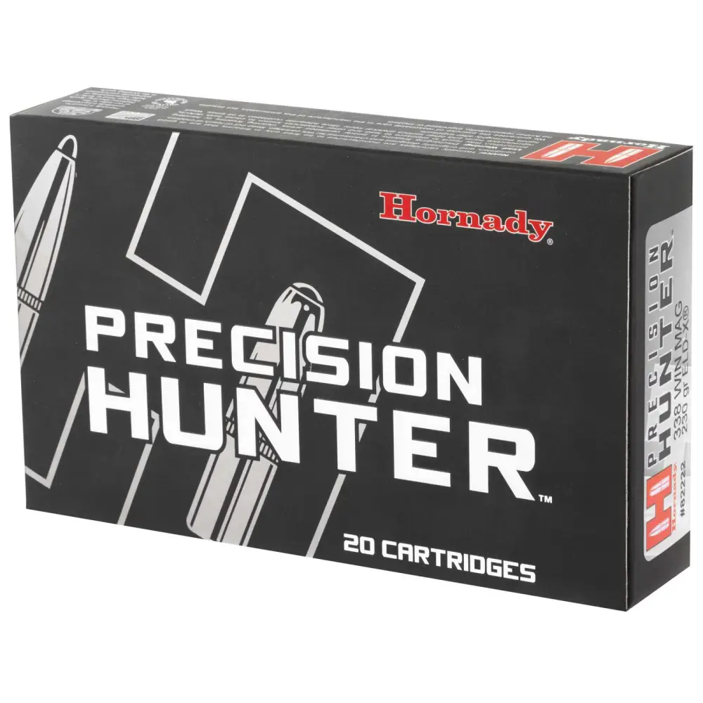HORNADY PRECISION HUNTER 338 WIN MAG 230G ELD-X 20RD BX 200RD CASE - Image 2