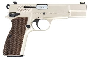 MAC 12000001 P-35  9mm Luger 15+1 4.70" Stainless Steel Barrel, Satin Nickel Serrated Steel Slide & Frame w/Beavertail & Picatinny Rail, G10 Grip