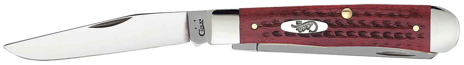 Case 00783 Trapper Medium 3.25"/3.27" Folding Clip Point/Spey Plain Mirror Polished Tru-Sharp SS Blade Corn Cob Jigged Old Red Bone Handle