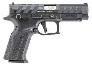 Grand Power 8588005808668 Q100 Mk23 9mm Luger 15+1 4.25" Stainless Rotating Barrel, Black Steel Optic Ready/Serrated Slide, Black Steel Frame w/Accessory Rail & Beavertail, Textured Grip