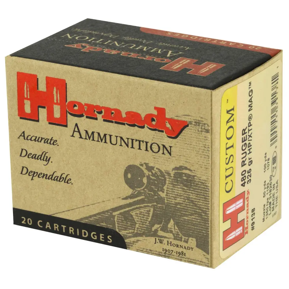 HORNADY CUSTOM 480 RUGER 325G XTP JHP 20RD BX 200RD CASE - Image 2