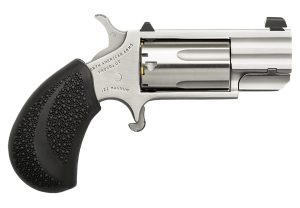 North American Arms PUGD Pug  22 WMR 5 Shot 1" Stainless Steel Barrel, Frame & Cylinder, Black Pebbled Rubber Grip, Exposed Hammer
