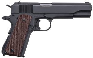 Auto-Ordnance 1911BKO 1911  45 ACP  5" Barrel 7+1, Matte Black Carbon Steel Frame, Serrated Slide, Checkered Brown Polymer Grip, Manual Safety