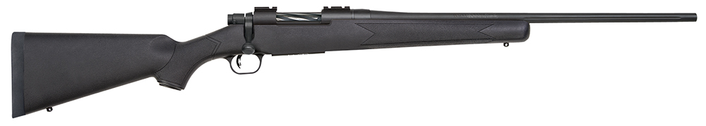 Mossberg 27843 Patriot Full Size 22-250 Rem 5+1 22" Matte Blued Fluted Barrel, Drilled & Tapped Matte Blued Stainless Steel Receiver, Black Fixed Synthetic Stock, Right Hand