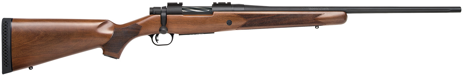 Mossberg 27849 Patriot Full Size 7mm-08 Rem 5+1 22" Matte Blued Fluted Barrel, Drilled & Tapped Matte Blued Stainless Steel Receiver, Walnut Fixed Stock, Right Hand