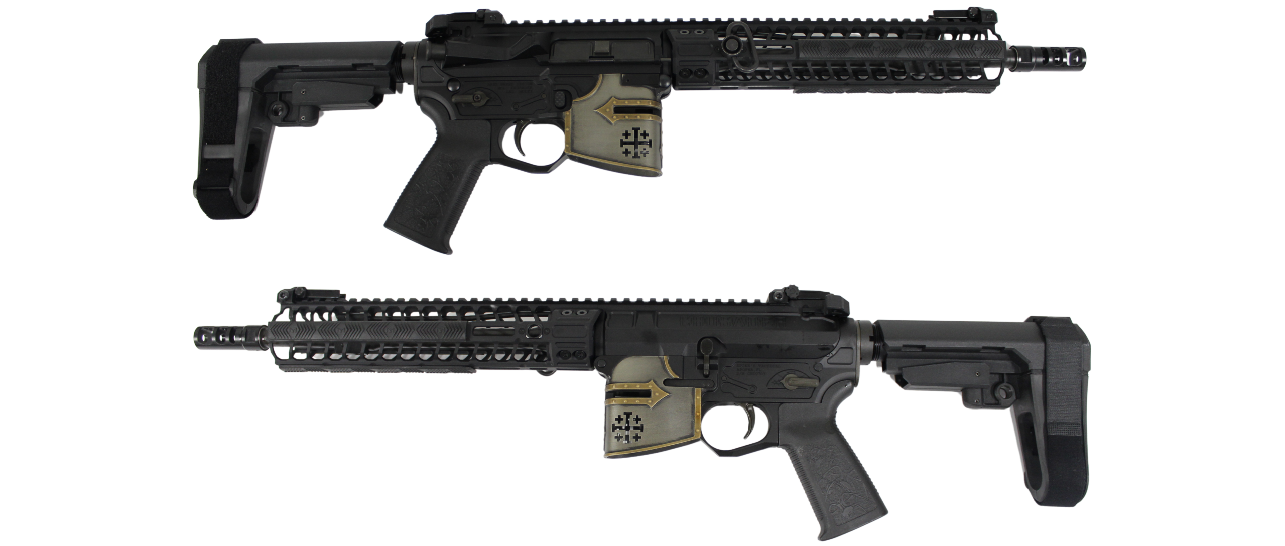 SPIKES TACT RARE BREED CRUSADER 11.5" 5.56 PISTL 10" M-LOK W SB3 BRACE & R2