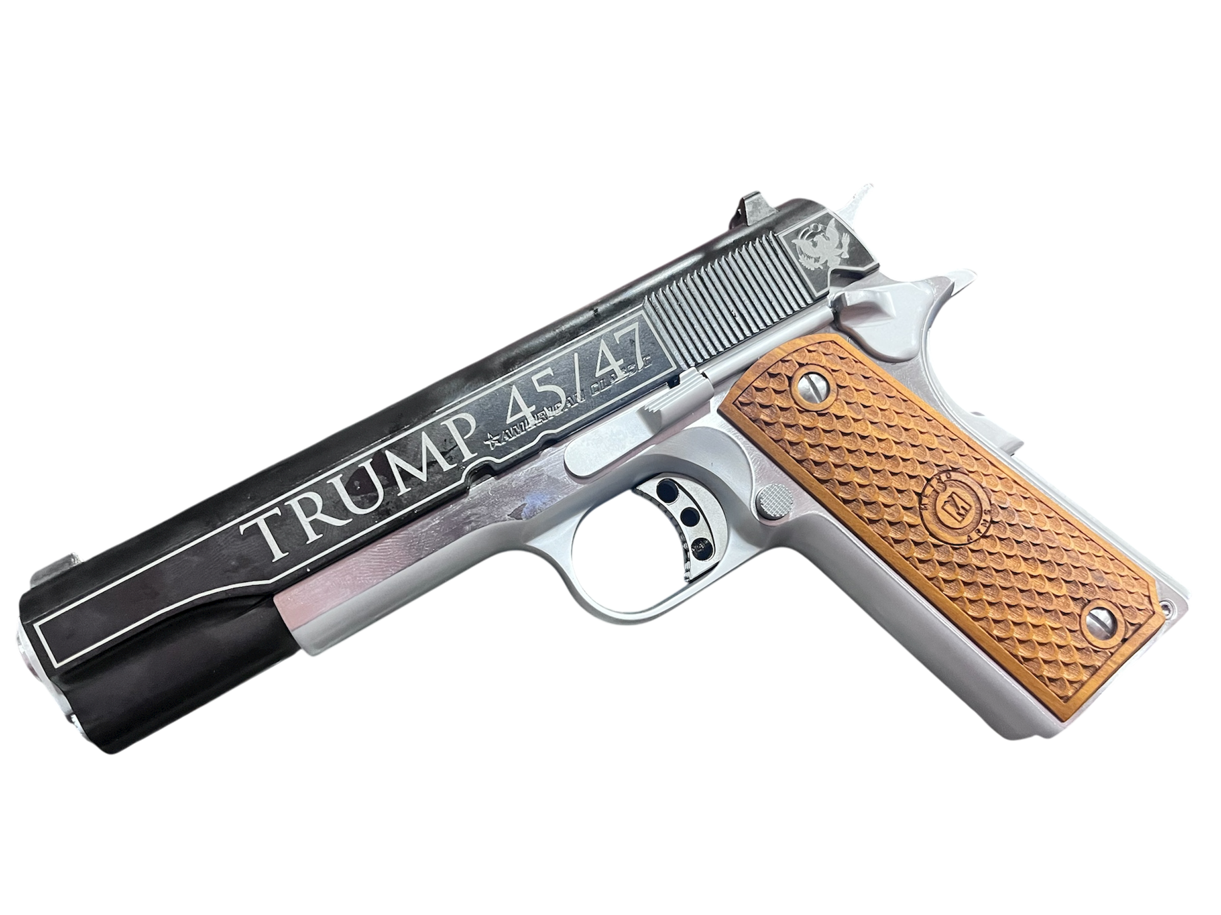 AMERICAN CLASSIC TROPHY 1911 45ACP 5" TRUMP GOLDEN ERA BLACK/SILVER 8RD
