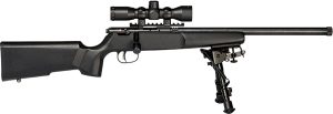 Savage Arms 13824 Rascal Target XP Youth 22 LR 1rd 16.12" Barrel, Matte Blued Metal Finish, Matte Black Synthetic Stock Includes 4x32mm Scope & Bipod