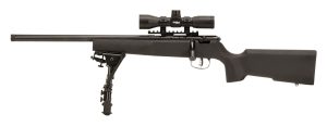 Savage Arms 13836 Rascal Target XP Youth 22 LR 1rd 16.12" Barrel, Matte Blued Metal Finish, Matte Black Synthetic Stock, Includes 4x32mm Scope & Bipod, Left Hand